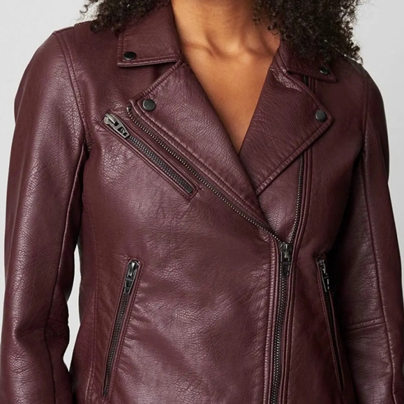 BLANK NYC MOTO JACKET VEGAN LEATHER RUM RASIN SZ LARGE Great Condition! - Picture 3 of 15